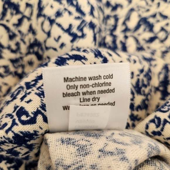 Vintage Norm Thompson Linen A line dress, blue/cream, women's medium NWOT - Picture 8 of 8